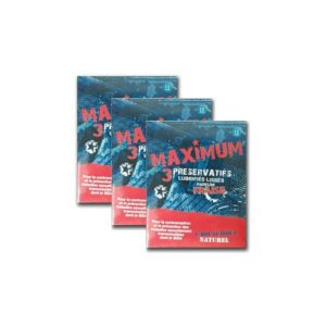 Maximum -3 préservatifs lubrifiés lissés FRAISE