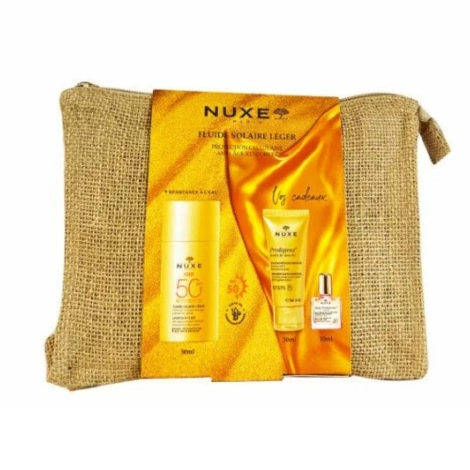 1 NUXE SUN TROUSSE FLUIDE LEGER SPF50+ 50ML + PRODIGIEUX HUILE DE DOUCHE 30ML + HUILE PRODIGIEUSE FLORALE 10ML OFFERTS