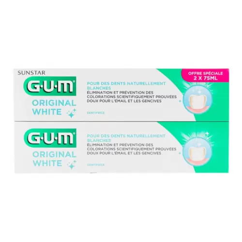 GUM ORIGINAL WHITE DENTIFRICE LOT DE 2