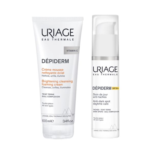 URIAGE DEPIDERM SOIN DE JOUR ANTI TACHES SPF50 30ML + URIAGE DEPIDERM Mousse Nettoyante Clarifiante,100ml