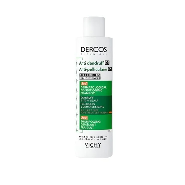 VICHY DERCOS ANTI PELLICULAIRE DS Shampooing Demelant Traitant 2EN1 200ML