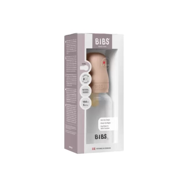 BIBS BIBERON BOTTLE LATEX SLOW FLOW BLUSH 0M+ 150ML