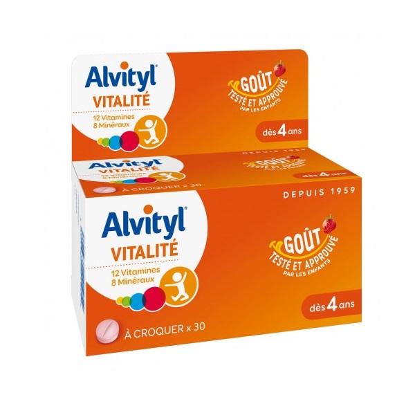 ALVITYL VITALITE A CROQUER GOUT FRAISE 30 COMPRIMES