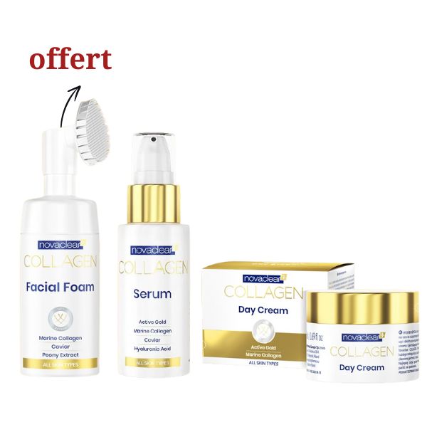 NOVACLEAR COLLAGEN ROUTINE ANTI AGE SERUM + CREME DE JOUR + MOUSSE OFFERT