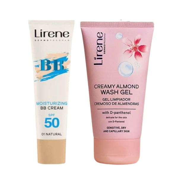 1 PACK LIRENE BB CREAM SPF50 – 01 NATURAL + LIRENE Gel Nettoyant Amande 150ML