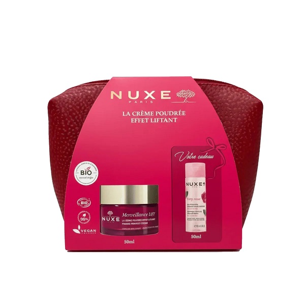 1 NUXE TROUSSE Trousse La Crème Poudrée Effet Liftant 50 ml + Eau Micellaire Very Rose (50 ml) (offerte)