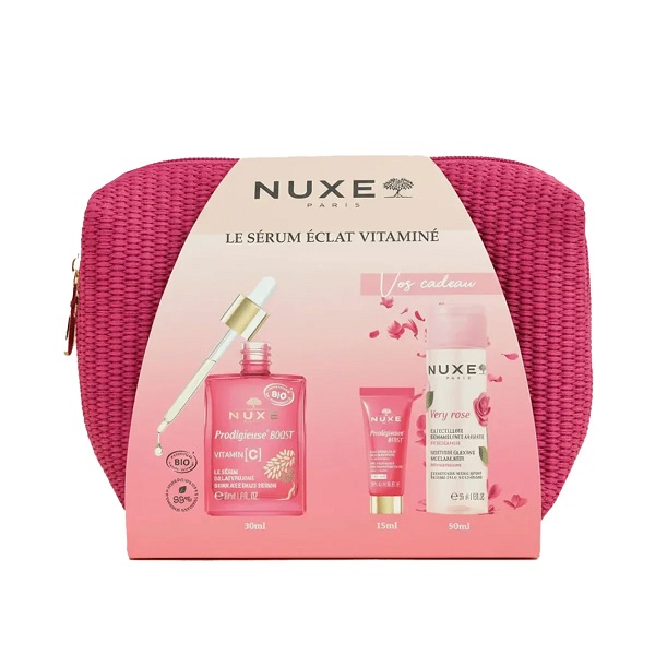1 NUXE Trousse Le Sérum Vitamin C + Gel-Baume Prodigieuse Boost (15 ml) +  Eau Micellaire Very Rose (50 ml)