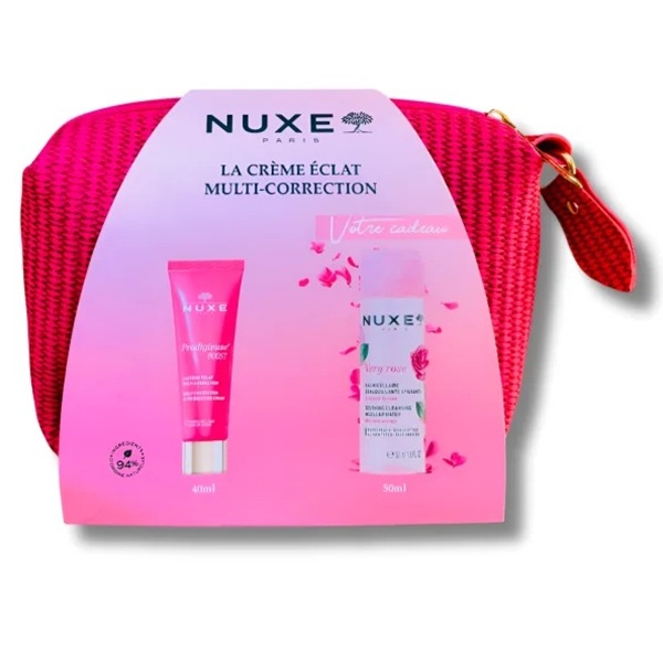 NUXE  TROUSSE PRODIGIEUSE BOOST CREME ECLAT 40ML + VERY ROSE EAU MICELLAIRE 50ML ET TROUSSE OFFERTS