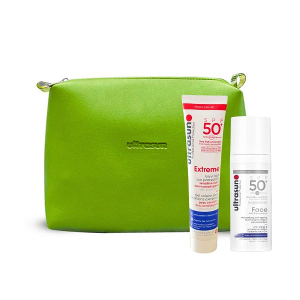 1 Ultrasun pack Extreme SPF50+ 75ml (-50%) + Face Anti-Âge & Anti-Pigmentation SPF50+ 50ml + Trousse offerte